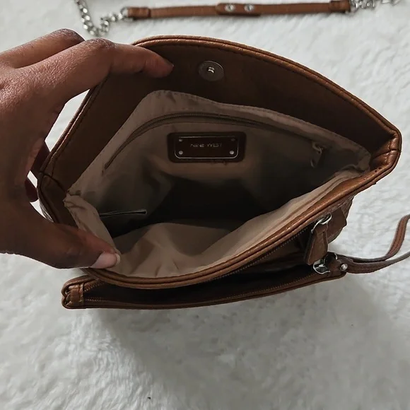 Nine West Crossbody Purse Convertible Wristlet Bag Brown Detachable Strap - Picture 8 of 12